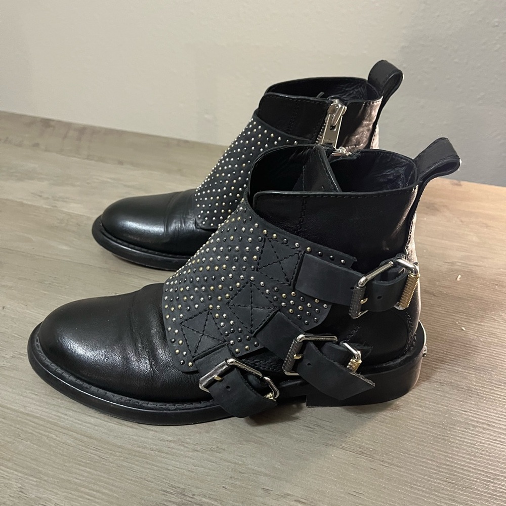 Zadig & Voltaire Black Lauren Studded Leather Boot Size 9